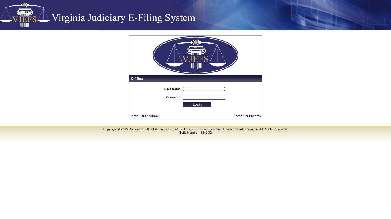 Supreme Court Of Virginia: E-Filing - Login